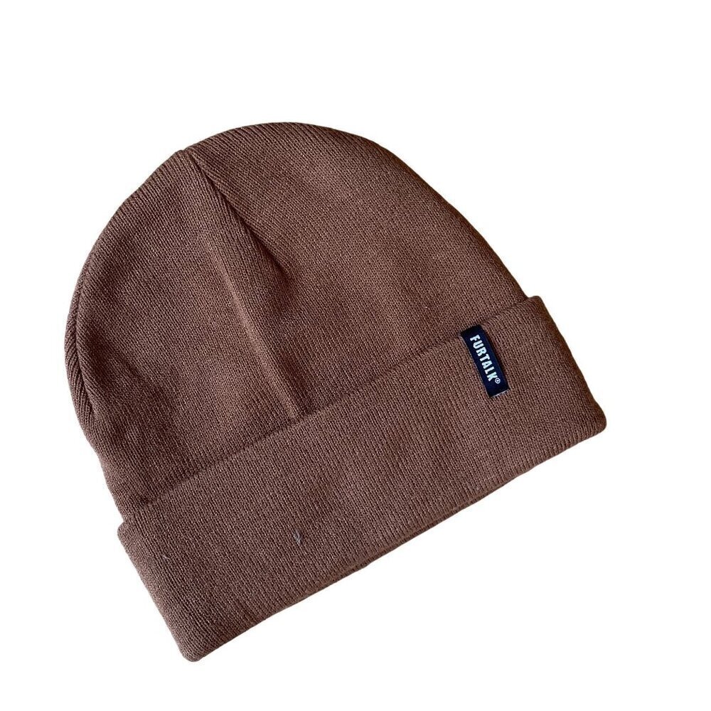 Furtalk brown knit winter warm hat took comfortable lightweight tan‎ clean